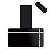DOPURE Dunstabzugshaube 60 cm | Abluft/Umluft-Dunstabzugshaube mit bürstenlosem Motor | Schwarz | Glas | Nachlaufautomatik | Vertikaler Touchscreen | LED-Beleuchtung