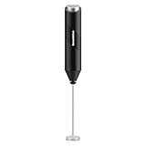 Bonsenkitchen Elektrische Milchaufschäumer, Handheld Milchschäumer Stab für Kaffee, Geschenkschaumbereiter für Kaffeeliebhaber, Latte Macchiato, Cappuccino, batteriebetrieben, Kaffeemixstab-Schwarz