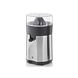 WMF Stelio Saftpresse, Zitruspresse elektrisch, Orangenpresse, 85 Watt, 2 Presskegel, Tropfstopp, Siebeinsatz, Zitronenpresse elektrisch, edelstahl matt