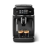 Philips 2200 Series Kaffeevollautomat - 2 Kaffeespezialitäten, Touch-Display, klassischer Milchaufschäumer, Keramikmahlwerk, Mattschwarz (EP2220/10)