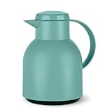 Emsa Samba Isolierkanne F40102 | 1 Liter , Kunststoff | Quick Press Verschluss | 100% dicht | 12h heiß, 24h kalt | Puder Grün