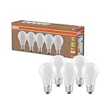 Osram Hocheffiziente LED Lampen mit Energieeffizienz Klasse A, Vorteilspack mit 5 Leuchtmittel, ersetzt herkömmliche 60W Glühbirnen, warmweiß(2700K), E27, mattes Glas