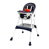 6 in1 Baby Hochstuhl, Kinderhochstuhl, Verstellbar Klappbar Hochstuhl Baby mit Fußstütze, Sicherheitsgurte,Doppeltablett, Hochstuhl für Jungen und Mädchen ab 6 Monaten (blau)
