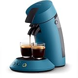 Philips Senseo Original Plus Kaffeepadsmaschine, Kaffeestärkeauswahl, Coffee Boost Technologie, Recycling-Kunststoff, Blau Pavone (CSA210/00)