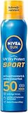 NIVEA SUN UV Dry Protect Sport Sonnenspray LSF 50, 100% transparenter und erfrischender Sonnenschutz, schweißresistente & extra wasserfeste Sonnencreme mit LSF 50, 200 ml