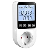 Stromzähler für Steckdose 8 Modi, Strommessgerät Energiekostenmessgerät Stromverbrauchsmesser Watt Messgerät Kwh Zähler mit Nutzungszeit, Leistungsmesser mit Hintergrundbeleuchtung