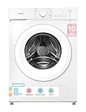 Comfee Frontlader Waschmaschine 8kg, Washing Machine mit Tierhaar-Programm & Dampffunktion,16 Programme,Energy Efficiency Class A-10%,Nachlegefunktion, Leise & Energiesparend, CF08EWP05W, Weiß