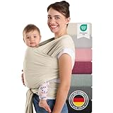 Laleni Tragetuch Baby neugeboren bis 15 kg aus weicher Baumwolle - Babytrage Neugeborene ab Geburt - OEKO-TEX zertifizierte Babytrage Beige - Wickeltuch Baby mit 5,10 m Länge - Baby Trage in Beige.
