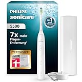 Philips Sonicare 5500 elektrische Zahnbürste, Schallzahnbürste mit 2 Putzmodi, Andruckkontrolle, EasyStart, SmarTimer und BrushPacer, Weiß, Modell HX7110/02 [Neue Technologie]