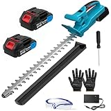 Akku-Heckenschere für Makita Akkus,elektrische Heckenschere mit 2 Akkus und Ladegerät,51 cm Schnittlänge, 15 mm Zahnabstand,ergonomischer Griff,Heckenschneider für Garten und Sträucher
