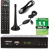 DVB-T2 Receiver mit PVR Aufnahmefunktion + DVB-T Antenne, Opticum Nytrobox X im Set für DVB T & DVB T2 HD Fernsehen und Radio HDMI SCART USB (Test = SEHR GUT)
