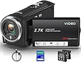 Delmodes Videokamera 2.7K 56MP Camcorder 16X Digitalzoom Vlogging Camera mit LED-Fülllicht für YouTube, 2.8' LCD Bildschirm Camcorder mit 32 GB SD-Karte, 2 Batterien