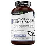 Nutravita Multivitamin & Mineralstoffe - 365 hochdosierte Tabletten mit Bioaktiv-Formen und Premium-Rohstoffen - Unabhängig Laborgetestet - vegane, Multivitamintabletten mit 26 aktiven Vitamine