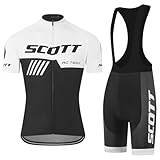SIKLIN Rennrad Trikot Kurzarm Herren Set, Fahrradbekleidung Herren mit 5D-Gelpolster, Fahrradtrikot mit 5 Taschen Sommer