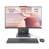 Lenovo IdeaCentre All-In-One PC | 23.8' Full HD Display | AMD Ryzen 5 220 | 16GB RAM | 1TB SSD | AMD Radeonn Grafik | Win11 | Inkl. USB Maus-Tastatur | Luna grau | 3 Monate Premium Care