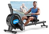 Rudergerät für Zuhause, DMASUN Magnetisches Rudergerät mit Upgrade Doppel-Slide-Rails, APP-Verbindung, 16 Widerstandsstufen, LCD-Datenanzeige, ideal für Cardio-Training, Bis 160kg Belastbar