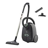 AEG CLEAN 6000 ÖKO Staubsauger mit Beutel, Hohe Saugleistung, Zusatzdüsen, XL-Räder, Edelstahl-Teleskoprohr, aus 65% Recyclingmaterial, 12 m Kabel, 850 Watt, Zubehör, Grau, AB61C1OKO