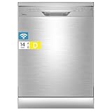 Midea Geschirrspüler 60cm Freistehend, SF 3.60N PRO Spülmaschine mit WLAN, 14 Maßgedecke, Geschirrspüler Unterbaufähig, 5 Programme, Höhenverstellbarer Oberkorb, 47 dB, Inox