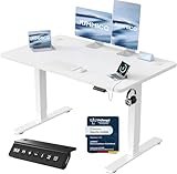 JUMMICO Höhenverstellbarer Schreibtisch mit USB-Ladeanschluss 120 x 60 cm, Schreibtisch Höhenverstellbar Elektrisch, Steh-Sitz Tisch Stehpult Verstellbarer Computertisch,Standing Desk,Weiß