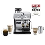 De'Longhi Siebträgermaschine La Specialista Arte EC9155.MB, Espressomaschine mit Mahlwerk, 8 Mahlgrade, 15 Bar, 3 Temperaturen, Milchschaumdüse, 1550W, 1,7L Tank, Edelstahl/Schwarz inkl. Barista-Kit