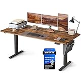 SONGMICS Höhenverstellbarer Schreibtisch elektrisch, 180 x 80 cm, stufenlos verstellbar, Memory-Funktion mit 4 Höhen, vintagebraun LSD138K01
