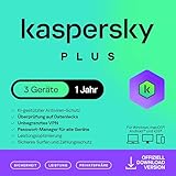 Kaspersky Plus Internet Security 2026 | 3 Geräte | 1 Jahr | Anti-Phishing und Firewall | Unbegrenzter VPN | Passwort-Manager | Online-Banking Schutz | PC/Mac/Mobile | Aktivierungscode per Email
