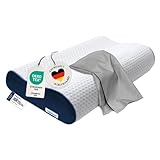 casimum Orthopädisches Nackenstützkissen Memory Foam - Höhenverstellbares Nackenkissen entlastet Kopf & HWS - Schlafkissen gegen Nackenschmerzen 60x30cm, inklusive Kissenbezug in grau, mittelfest