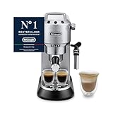 De'Longhi Dedica Style - Perfetto Kompakte Siebträgermaschine Espressomaschine mit Tasten, manuellem Milchaufschäumer für Espresso und Cappuccino, ESE Pad geeignet, 15cm breit, Metall (EC685.M)
