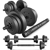 TREX SPORT Hanteln Set | 2er Set Kurzhanteln & Langhantel | 20 kg 40kg Hantelset Dumbbell Set mit Verbindungsrohr - 20 kg (2x10 kg)