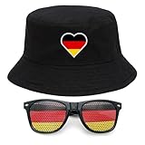 RgitFzi Deutschland Fanartikel Set 2026 WM Herz Design, WM Trikot 2026 Deutschland, Deutschland Hut und Brille für Fans, Fanartikel Deutschland für Fußball Party, Deutschland Deko für Damen Herren