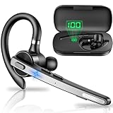 New Bee Bluetooth Headset, V5.1 Wireless Freisprech Headset mit 72h Spielzeit und CVC 8.0 Dual ENC Geräuschunterdrückung Mikrofon, Bluetooth-Ohrhörer mit Ladecase für iPhone/Android/Laptop