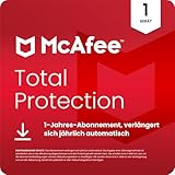 McAfee Total Protection 2026 (1 Gerät) | Virenschutz, VPN, Betrugsschutz, Sicherheitssoftware, Identitätsüberwachung | 1-Jahres-Abonnement mit automatischer Verlängerung | Download