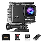 Apexcam M80Air mit 64G Karte Action Cam 4K60FPS 64MP WiFi Sportskamera Unterwasserkamera 40m Wasserdicht EIS Stabilisierung 8X Zoom 2.4G Fernbedienung 2x1350mAh Akkus mit Zubehör-Set