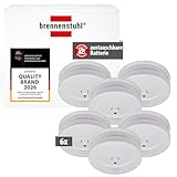Brennenstuhl Rauchmelder Set, 6X RM C 9010 mit austauschbarer Batterie (geprüft nach EN 14604, durchdringendes Alarmsignal) weiß