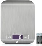 HomeFashion Digitale Küchenwaage 5kg 1g 11lb Edelstahlplattform, LED-Display, Präzisions-Lebensmittelwaage für Küche, Kochen, Backen, Zuhause und Büro