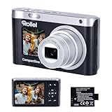 Rollei Compactline 12X Digitalkamera 64MP 4K Fotokamera 12X Optischer Zoom Vlogging Fotoapparat mit Dual Display Tragbare Kompaktkamera Teens Anfänger, Digital-Kamera-Fotoapparat-Camera-Digicam