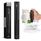 HOTUT Wiederaufladbarer Milchaufschäumer, Elektrischer Handheld Milchschäumer Stab, Getränkemixer, für Matcha, Kaffee, Geschenkschaumbereiter für Kaffeeliebhaber, Latte Macchiato, Cappuccino, Schwarz