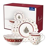 Villeroy & Boch - Toy's Delight Breakfast For Two Frühstücksservice 2 Personen 6 teilig Rot, Kaffeeservice Weihnachten, Weihnachtliches Geschirr, Weihnachtsgeschirr, Premium Porzellan