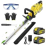 22-Zoll Akku-Heckenschere,3000W Bürstenlosmotor,2x4,0Ah Akkus,SK5-Heckenschere mit Doppeltwirkender Klinge,Schnittdurchmesser 16 mm,Um 180° drehbarer Griff für Garten, Sträucher und Randpflanzen