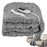 Heizdecke mit Abschaltautomatik Kuschelheizdecke 180x130cm elektrische Wärmedecke Kuscheldecke Bett Sofa Wärmezudecke Thermodecke Elektro-Wärmedecke Wärmebettdecke 9 Stufen bis 40°C waschbar