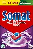 Somat All in 1 Extra Spülmaschinen Tabs (92 Tabs), Geschirrspül Tabs für strahlend sauberes Geschirr auch im Kurz- & Eco-Programm, entfernt Eingekrustetes und sorgt für brillanten Glanz