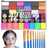 Zefphxs Kinderschminke Set, 42 Farben Kinderschminken Set, Schminke Kinder mit 11 Pinsel, Gesichtsfarben Kinderschminken für Halloween, Partys, Karneval Make-up Fasching