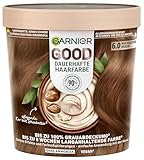 Garnier GOOD Dauerhafte Haarfarbe 6.0 Mochaccino Braun, permanente Coloration, ohne Ammoniak, bis zu 100% Grauabdeckung, bis 8 Wochen langanhaltende Farbe, einfache Anwendung, angenehmer Duft, 1 Stk.