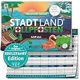 DENKRIESEN - Stadt Land VOLLPFOSTEN® - Kreuzfahrt Edition | DIN A4 Spielblock | Ab 9 Jahren | Familienspiel | Stadt Land Fluss | Kreuzfahrt Thema | 26 kreative Kategorien | Perfekt für Kreuzfahrtfans