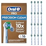 Oral-B Pro Aufsteckbürsten Precision Clean, Weiß, 16 Stück - Original Zahnbürstenaufsatz für Elektrische Zahnbürste, Zahnreinigung, Zahnbürstenköpfe mit X-Borsten, Briefkastenfähige Verpackung