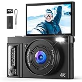 Digitalkamera 4K 64MP Kamera Fotokamera: Digital Kamera für Vlog - Vintage Fotokamera Kinder - Digital Camera - Geschenke für Teenager Junge Mädchen 10-18 Jahre - 180° Klapp-Bildschirm