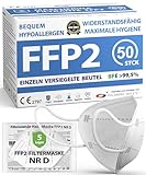 ADESTE – 50x FFP2 NR D Maske, Hygienische 5-lagige Staubschutzmaske, EN149:2001+A1:2009 Mundschutzmaske EU2016/425, Weiß, Atemschutzmaske, Einzelne versiegelte Beutel