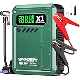YESPER Auto-Starthilfe mit Luftkompressor, 2000 A Spitze, tragbares Starthilfe-Set mit 150 PSI digitalem Reifenfüller, 12 V 20.000 mAh Batterieladegerät, Starthilfe für bis zu 8 l Gas- und 6 l
