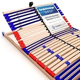 Stabiler Lattenrost 100% BUCHE Lattenrahmen - Kopfteil verstellbar - SCHULTERFRÄSUNG, 7 Zonen, 42 Federleisten, Härte-Regulierung, Mittelgurt - Vario Sleep Best 42® unmontiert (90x200cm)