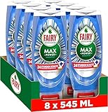 Fairy MaxPower Handgeschirrspülmittel Antibakteriell 8x 545ml, Einfache Und Mühelose Reinigung, Selbst Bei Den Fettigsten Töpfen Und Pfannen